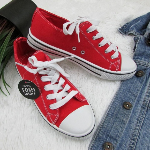 Streetwear Society Low Top Red Canvas Sneakers - Picture 4 of 6